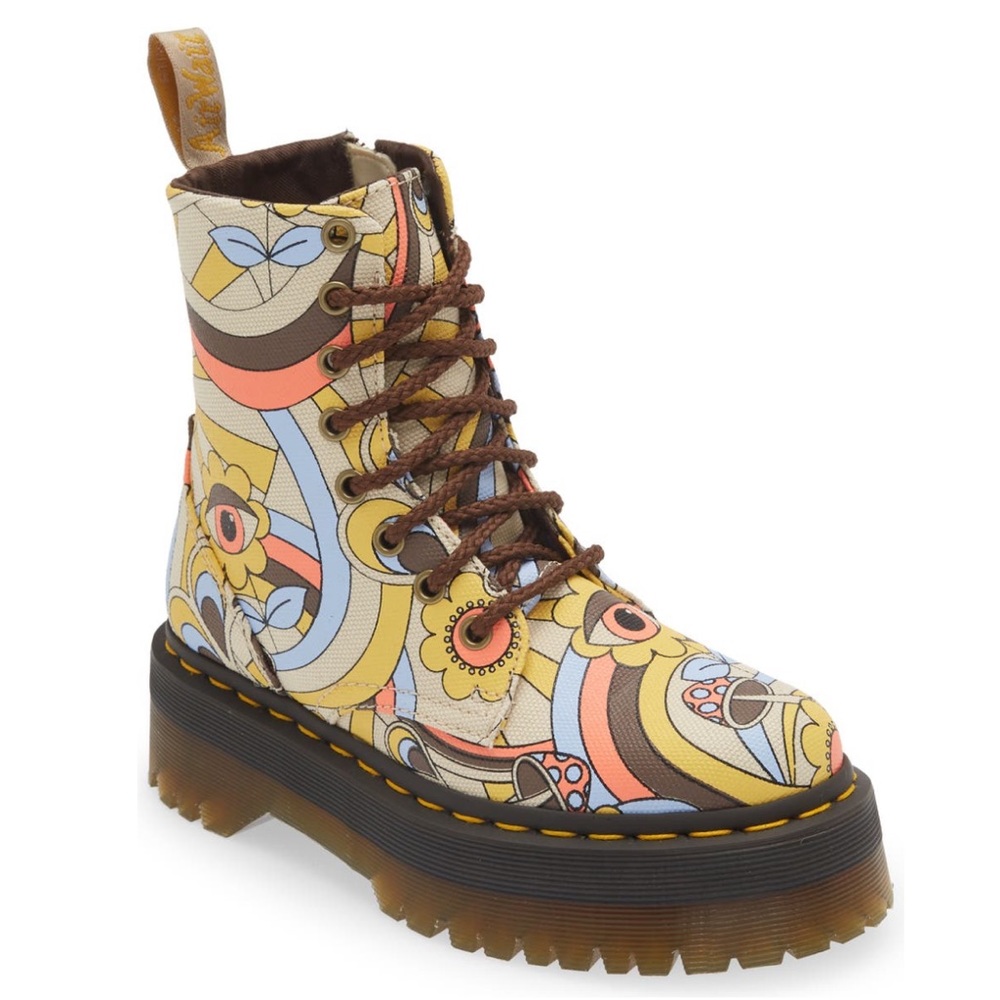 NWT Dr. Martens Psychadelic Eye Mushroom Trippy Vegan Platform Jadon Boots - Picture 2 of 6